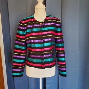 Maggy London Red and Black Blazer with Cropped Fitted Design